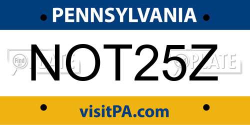 NOT25Z Pennsylvania License Plate