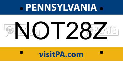 NOT28Z Pennsylvania License Plate