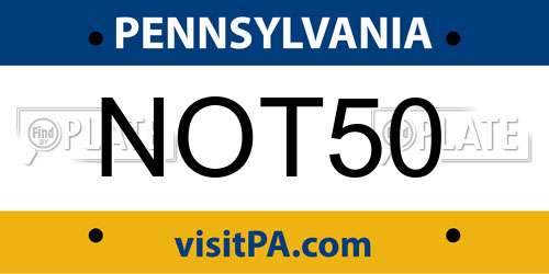 NOT50 Pennsylvania License Plate