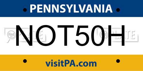 NOT50H Pennsylvania License Plate