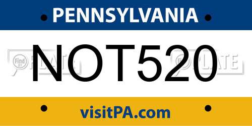 NOT520 Pennsylvania License Plate