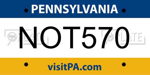 NOT570 Pennsylvania License Plate