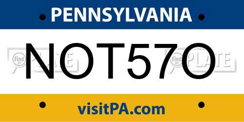 NOT57O Pennsylvania License Plate