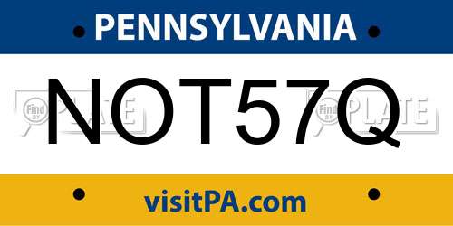NOT57Q Pennsylvania License Plate
