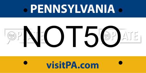 NOT5O Pennsylvania License Plate