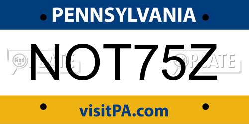 NOT75Z Pennsylvania License Plate