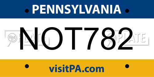 NOT782 Pennsylvania License Plate