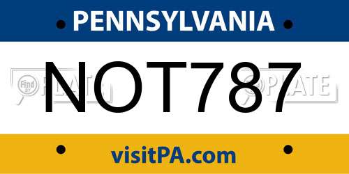 NOT787 Pennsylvania License Plate