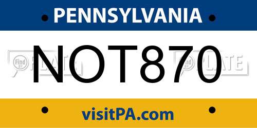 NOT870 Pennsylvania License Plate