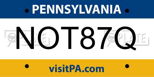 NOT87Q Pennsylvania License Plate