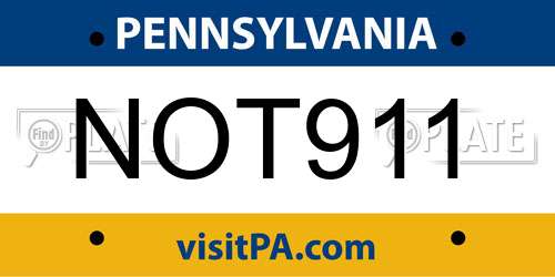 NOT911 Pennsylvania License Plate