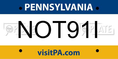 NOT91I Pennsylvania License Plate