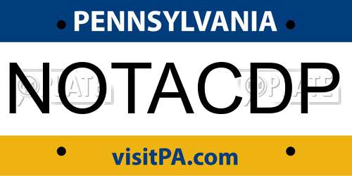 NOTACDP Pennsylvania License Plate