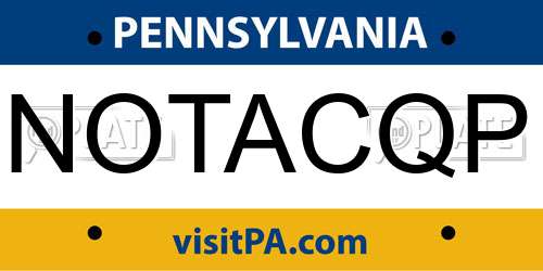 NOTACQP Pennsylvania License Plate