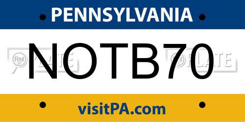 NOTB70 Pennsylvania License Plate
