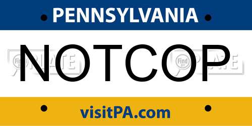 NOTCOP Pennsylvania License Plate