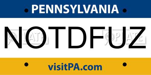 NOTDFUZ Pennsylvania License Plate