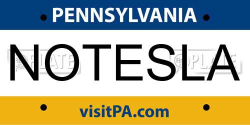 NOTESLA Pennsylvania License Plate