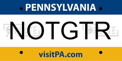 NOTGTR Pennsylvania License Plate
