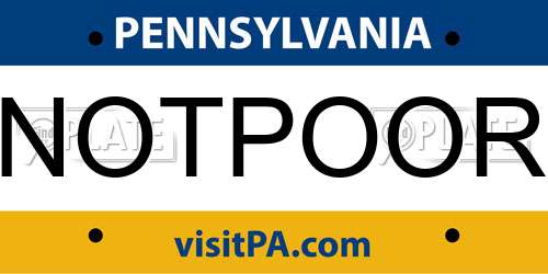 NOTPOOR Pennsylvania License Plate