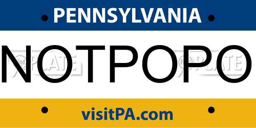 NOTPOPO Pennsylvania License Plate