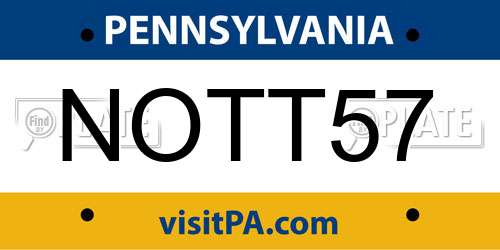 NOTT57 Pennsylvania License Plate
