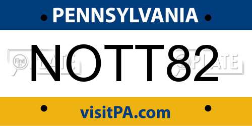 NOTT82 Pennsylvania License Plate