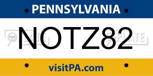 NOTZ82 Pennsylvania License Plate
