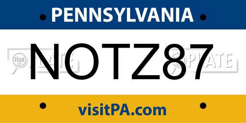 NOTZ87 Pennsylvania License Plate