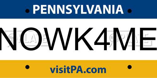 NOWK4ME Pennsylvania License Plate