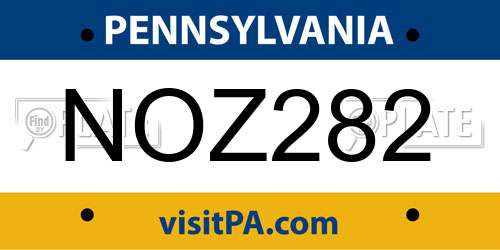 NOZ282 Pennsylvania License Plate