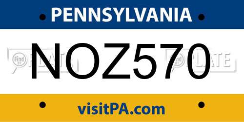 NOZ570 Pennsylvania License Plate