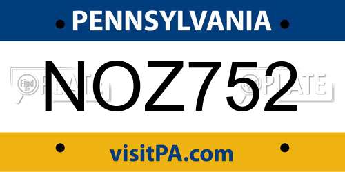 NOZ752 Pennsylvania License Plate