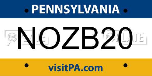 NOZB20 Pennsylvania License Plate