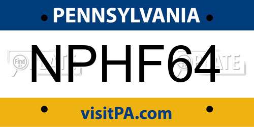 NPHF64 Pennsylvania License Plate