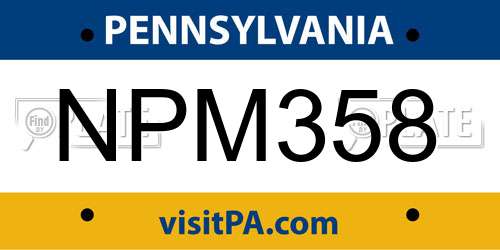 NPM358 Pennsylvania License Plate