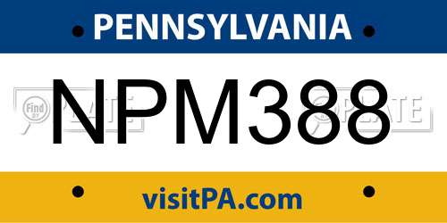 NPM388 Pennsylvania License Plate