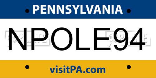 NPOLE94 Pennsylvania License Plate