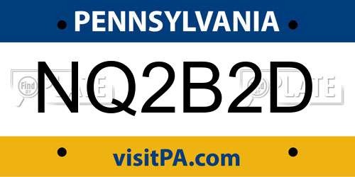 NQ2B2D Pennsylvania License Plate