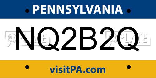 NQ2B2Q Pennsylvania License Plate