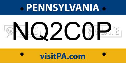NQ2C0P Pennsylvania License Plate