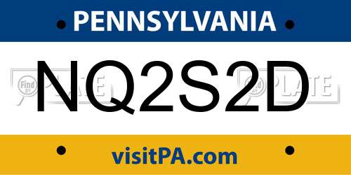 NQ2S2D Pennsylvania License Plate