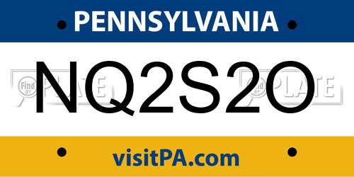 NQ2S2O Pennsylvania License Plate