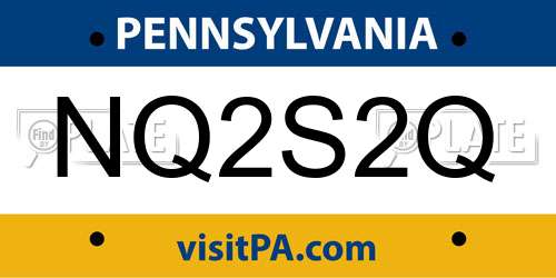 NQ2S2Q Pennsylvania License Plate