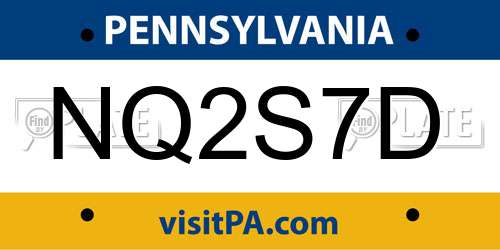 NQ2S7D Pennsylvania License Plate