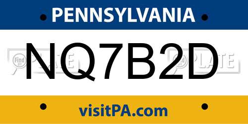 NQ7B2D Pennsylvania License Plate