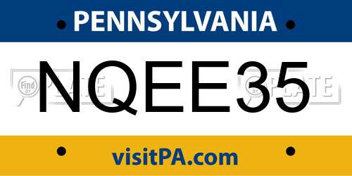 NQEE35 Pennsylvania License Plate
