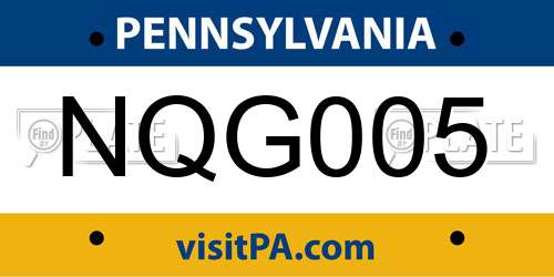 NQG005 Pennsylvania License Plate