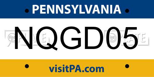 NQGD05 Pennsylvania License Plate