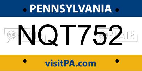 NQT752 Pennsylvania License Plate